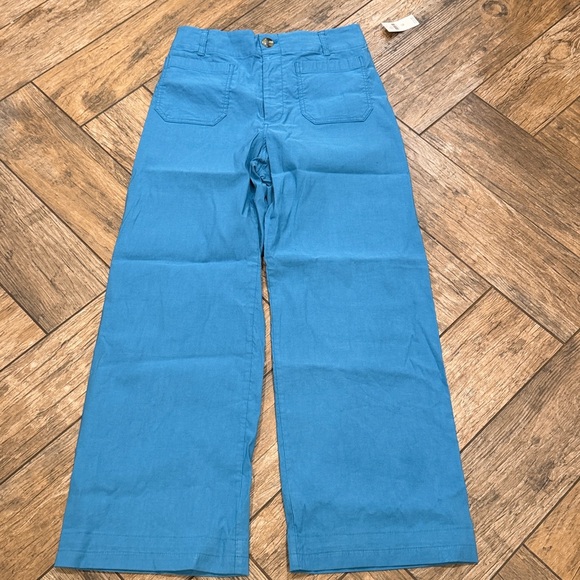Anthropologie Maeve The Colette Cropped Wide Leg Pants Linen Sky Blue 30 NEW - Picture 2 of 7